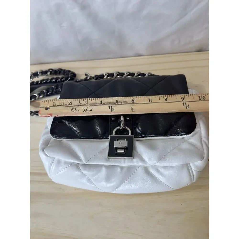 Steve Madden Women Bag Quilted Old Money Crossbody Black & White